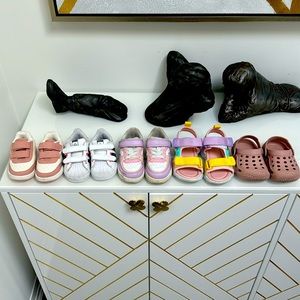 Toddler Girls Shoes LOT (5 pairs total) sizes US 4-5.5 Adidas, H&M, SHEIN